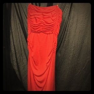 70s Vintage Red Midi Formal Dress